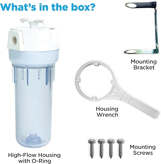 EcoPure EPW2VC Whole Home Water Filtration System – Valve-in-Head Design with Built-In Bypass Valve & Clear Sump – Reduces Sediment, Rust, Dirt & Chlorine Taste – Fits Standard Capacity Filters