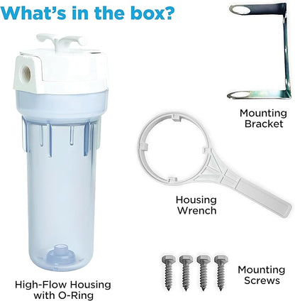 EcoPure EPW2VC Whole Home Water Filtration System – Valve-in-Head Design with Built-In Bypass Valve & Clear Sump – Reduces Sediment, Rust, Dirt & Chlorine Taste – Fits Standard Capacity Filters