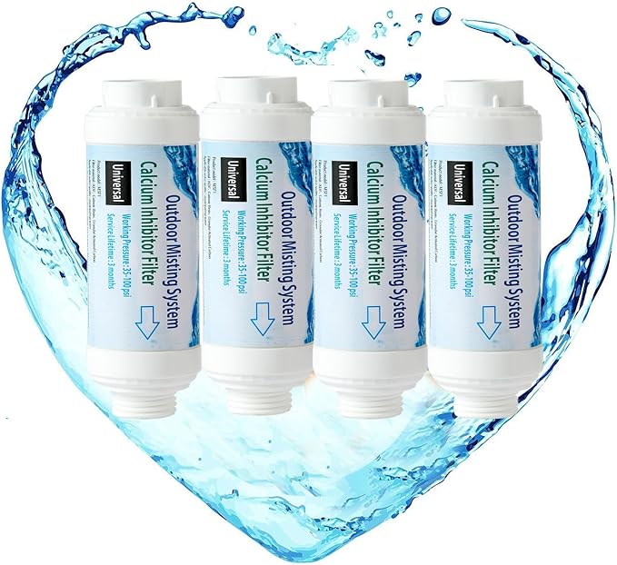 H&G lifestyles Calcium Inhibitor Filter for Misting System, Inline Garden Hose Water Softener, Reduce Hard Water Spots, Soften Water 3/4 GHT (Pack of 4)