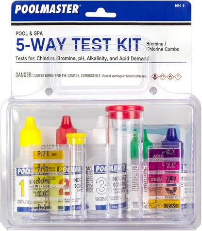 Poolmaster 5-Way Swimming Pool and Spa Water Test Kit for Chlorine, Bromine, pH, Acid Demand, and Total Alkalinity