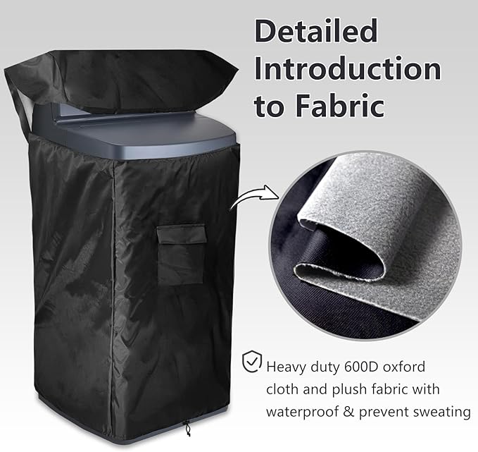 Bitubi Water Softener Insulated Cover for WHES30E/WHES40E Grain Water Softener System with Zipper Opening and Plush Lining, Indoor/Outdoor All Weather Protection 19.5"W x 20.5" D x 47" H, Black