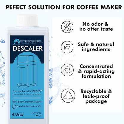 Nespresso Compatible Descaling Solution, 2 Years 8 Total Uses Descaling Kit. Effectively Remove Limescale & Mineral Build-Up. Restore Your Machine's Performance and Extend Lifespan for Perfect Coffee