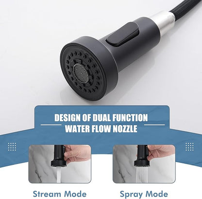 GIMILI Black and Gold Kitchen Faucet with Pull Down Sprayer Single Hole Stainless Steel Sink Faucet, Suitable for Farmhouses, RV, Laundry Room, Outdoor, and Campers. Llave para fregadero de cocina