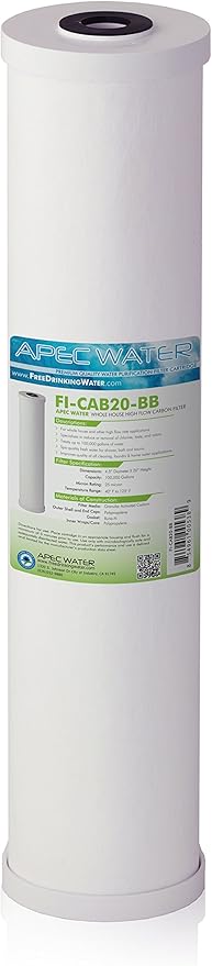 APEC Water Systems FI-CAB20-BB APEC 20" Whole House High Flow GAC Carbon Filter 4.5"X 20" (100,000 gallons), White