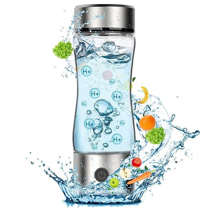 Fakllod Hydrogen Water Bottle Generator, Portable Rechargeable aquahealth Hydrogen Water, Hydrogen Water Ionizer Machine, with SPE/PEM Technology, for Home Office Travel Fitness Drinking (Clear)