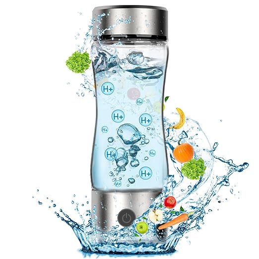 Fakllod Hydrogen Water Bottle Generator, Portable Rechargeable aquahealth Hydrogen Water, Hydrogen Water Ionizer Machine, with SPE/PEM Technology, for Home Office Travel Fitness Drinking (Clear)