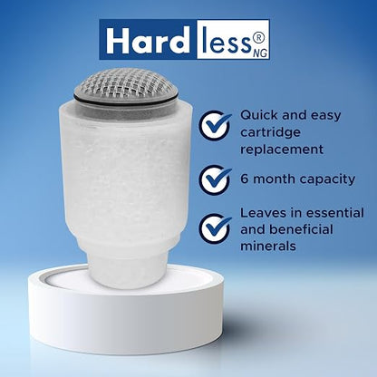 Hardless NG4 Whole House Water Filter with Extra NG4 Replacement Cartridge - Salt-Free Water Softener Alternative, 3/4" Inlet/Outlet, Compact, Easy to Install, Designed for Areas w/Hard Water