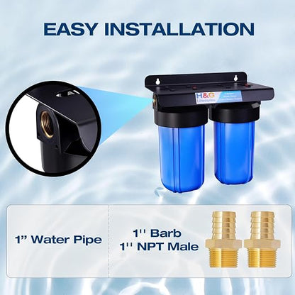H&G Lifestyles Whole House Water Softener and Filtration System 10" x 4.5" | 2 Stage Water Softener & Filter, Calcium Inhibitor Filter, Anti-Scale Cation Ion Exchange, Remove Rust Chlorine Heavy Metal
