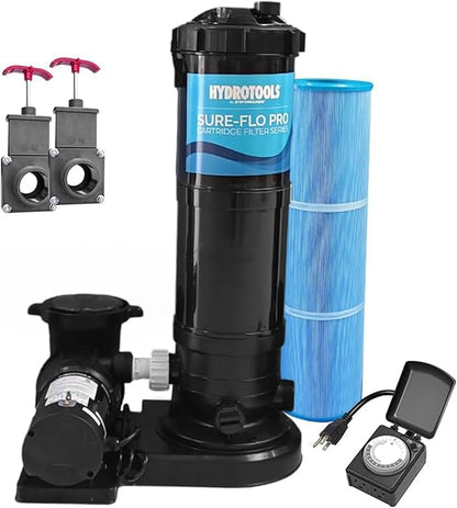 SWIMLINE HYDROTOOLS Pool Cartridge Filter Pump System For Above Ground & Inground Pool | 120 SQ FT Cleaner| VARIABLE DUAL 2-SPEED 1 HP 5280 GPH | Pools Up To 33500 Gallon | Silver Ion Element & Timer