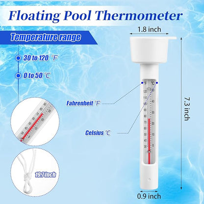 Qualirey Solar Powered Pool Ionizer with Colorful LED Lights, Floating Water Cleaner Purifier Include Large Floating Pool Thermometer, 4 Pcs Scum Eliminating Ball, Copper Anode Replacement Kit