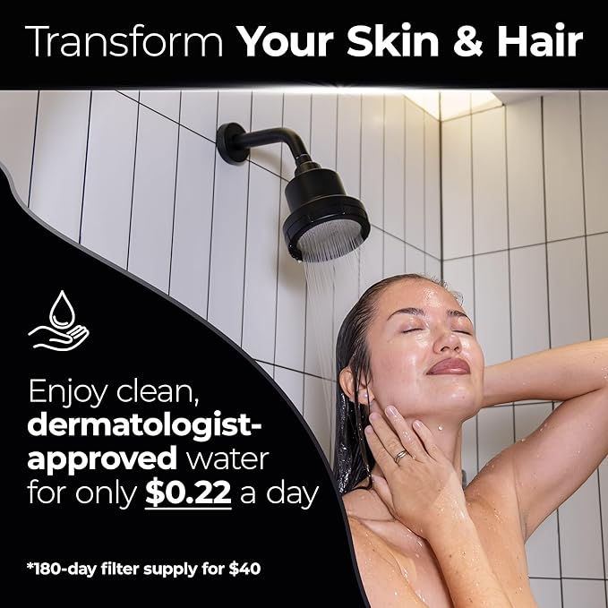 Silvery High Pressure Filtered Shower Head - Dermatologist-Approved Clean Water with Silvery Technology™ Filter - Showerhead Removes Impurities for Healthier Skin, Hair, Scalp (Fixed Showerhead)