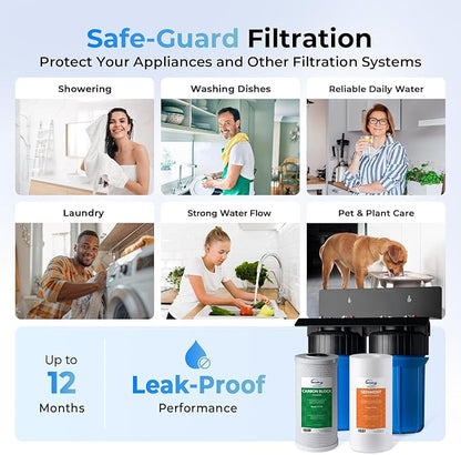 iSpring WGB21B 2-Stage Whole House Water Filtration System, with 10" x 4.5" Sediment CTO(Chlorine, Taste, and Odor) Filter, 1" Inlet/Outlet