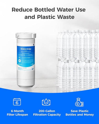 Waterdrop XWF Water Filter Replacement for GE® WR17X30702, 2 Pack, No chip | NSF 42 & 372 Certified, Compatible with GE® GNE27, GFE26, GDE25, GSS25, PSE25 Series Refrigerators