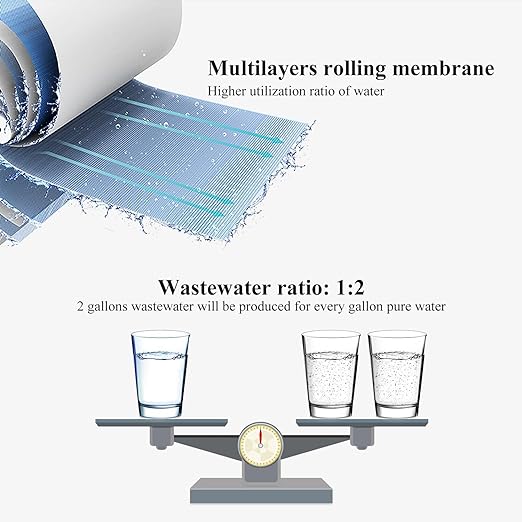 Geekpure 6 Stage Reverse Osmosis RO Drinking Water Filter System with UV Filter-75GPD