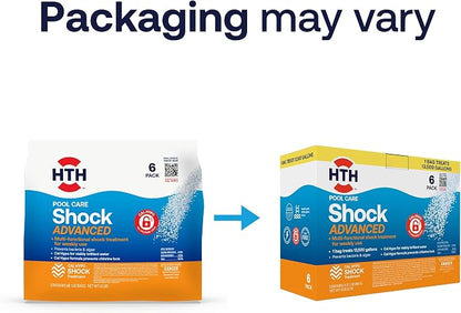 HTH 52036R Pool Care Shock Advanced, Swimming Pool Chemical - Cal Hypo Formula, Prevents Bacteria & Algae, Restores Crystal Clear Water - Shock Treatment, (6 Pack)