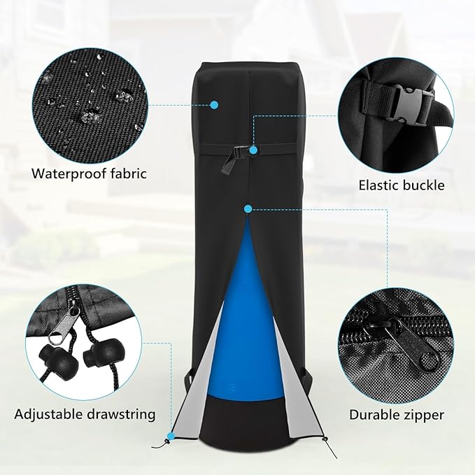 COSHNIBI Water Softener Cover , 420D Heavy Duty Outdoor Water Softener Cover Waterproof Insulated with Split Zipper, All Weather Protection 64" H x 40" W x 16" D - Black