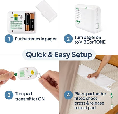 Smart Caregiver Bed Exit Alarm with Wireless Pager - Early Alert Fall Prevention for Seniors and Elderly - Weight Sensing Bed Pad Alerts Caregiver When They Get Up - USA Company and Customer Service