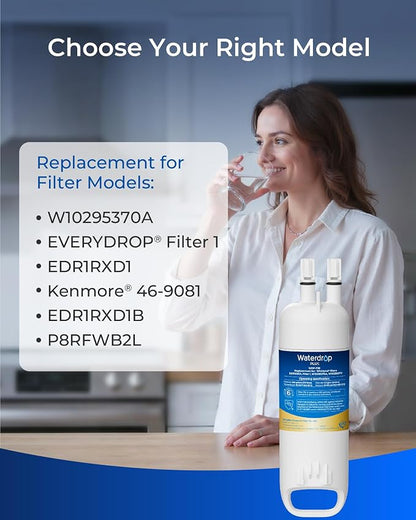 Waterdrop EDR1RXD1 Refrigerator Water Filter | NSF401, Replacement for Everydrop® Filter 1,W10295370A EDR1RXD1B, P8RFWB2L, P4RFWB, 46-9081, 46-9930