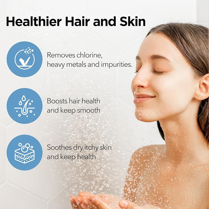 NSF Certified Filtered Shower Head - 5 Settings High Pressure Rain Shower Head with Filter for Hard Water Softener - Easy Install & Replace - Bathroom Showerhead to Remove Chlorine & Heavy Metals