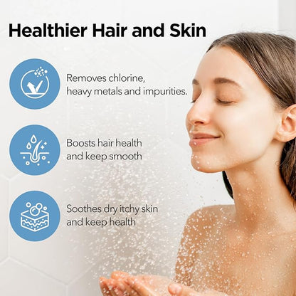 NSF Certified Filtered Shower Head - 5 Settings High Pressure Rain Shower Head with Filter for Hard Water Softener - Easy Install & Replace - Bathroom Showerhead to Remove Chlorine & Heavy Metals