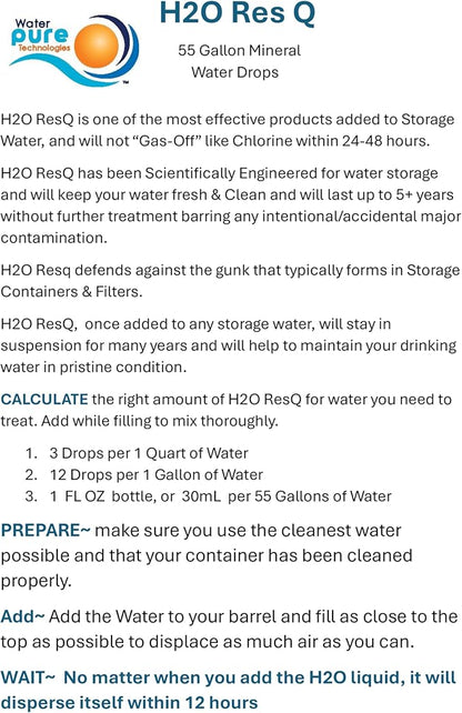 Augason Farms Water Treatment and Storage Kit, 55-Gallon Water Barrel, BPA Free, Liquid Water Treatment Drops, Siphon and Hand Pump