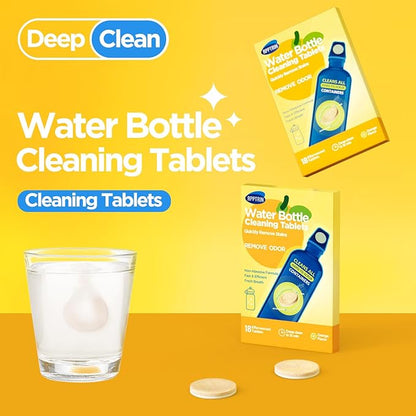 Water Bottle Cleaning Tablets, 18 Pack Bottle Clean Tablet Hydration Bladder Cleansing Tablets for Hydration Bladder, Water Bottle, Individually Packed, Orange Flavor