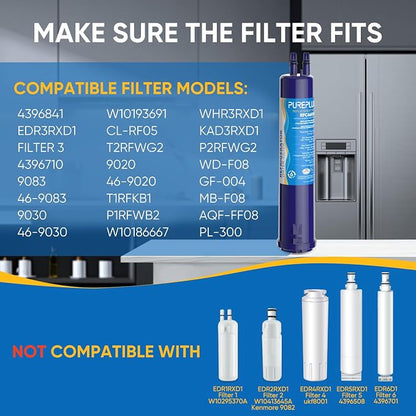 PUREPLUS Compatible with 4396841, 4396710, Everydrop® Filter 3, EDR3RXD1, 46-9083, 46-9030, 9030, 9083, Refrigerator Water Filter, 4Pack
