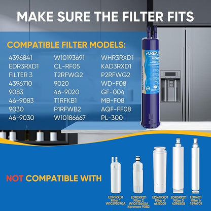 PUREPLUS Compatible with 4396841, 4396710, Everydrop® Filter 3, EDR3RXD1, 46-9083, 46-9030, 9030, 9083, Refrigerator Water Filter, 3Pack