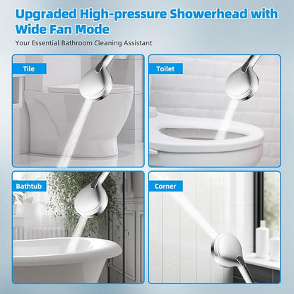 Hibbent 12'' All Metal CUPC Certified Shower Head, High Pressure Rainfall Shower Head, Handheld Showerhead Combo, 12'' Adjustable Shower Extension Arm, 10-Spray, 71'' Hose, Showerhead Holder, Chrome