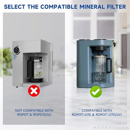 ROPOT-LITE Mineral Filter Set Compatible with Bluevua RO100ROPOT-Lite and RO100ROPOT-Lite(UV) Alkaline Remineralization Filters (4 Pack）