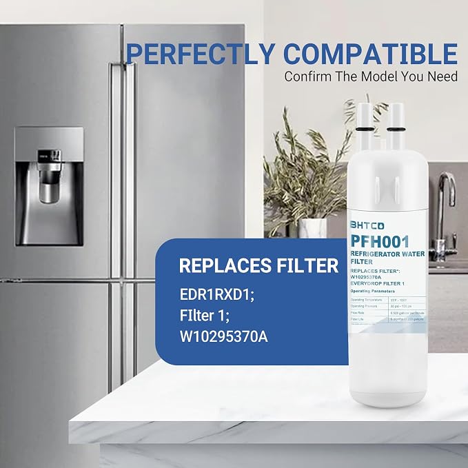 Water Filter Replacement for Whirlpool WRS325SDHZ WRS325FDAM WRS325FDAB | Compatible with WRS325SDHW WRS325SDHB WRS325FDAW WRS325SDHV, 4 pack replacement filters for Whirlpool refrigerators