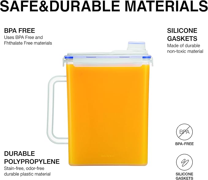 LocknLock Aqua Fridge Door Water Jug | Clear Pitcher | BPA Free Plastic Pitcher with Lid | 1 Gallon Pitcher with Lid for Water, Juice, Tea & More Beverages, Clear
