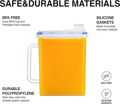 LocknLock Aqua Fridge Door Water Jug | Clear Pitcher | BPA Free Plastic Pitcher with Lid | 1 Gallon Pitcher with Lid for Water, Juice, Tea & More Beverages, Clear