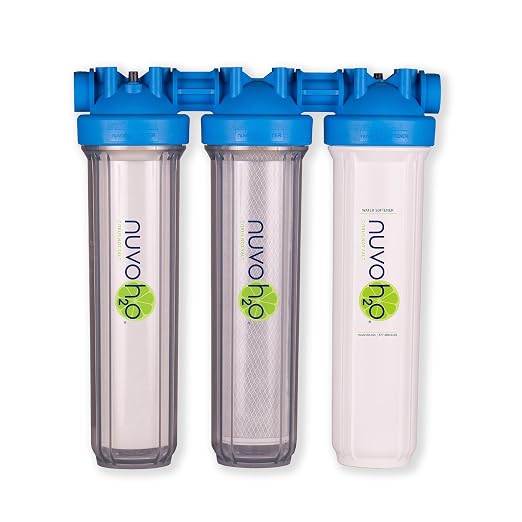 NuvoH2O Advanced 3-Stage Citrus-Based, Salt-Free Water Filter System + Water Softener with Carbon and Sediment Filtration – Healthy & Pure Water – Removes Scale (Whole Home Trio System)