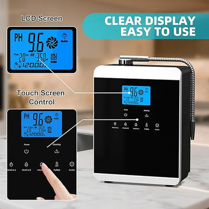 Alkaline Water Ionizer Machine for Home, 11 Titanium Plates Alkaline Water Machine, pH 4-10.5 Acid Water Purifier, Water Filter Up to -600mV ORP | 10000 Liters Per Filter