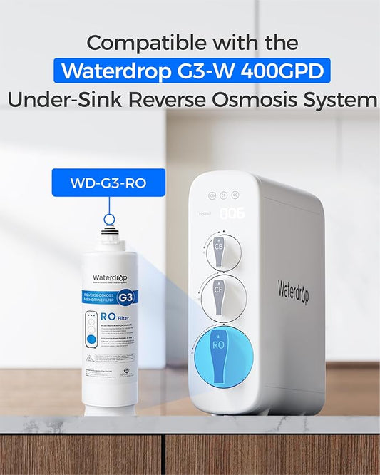 Waterdrop G3-N2RO Filter, Replacement for Waterdrop G3-W 400 GPD RO System | 24-Month Lifetime, NSF/ANSI 53 & 372 Certified, Reduce TDS, Easy Replacement, NOT for G3P600 & G3P800 RO System