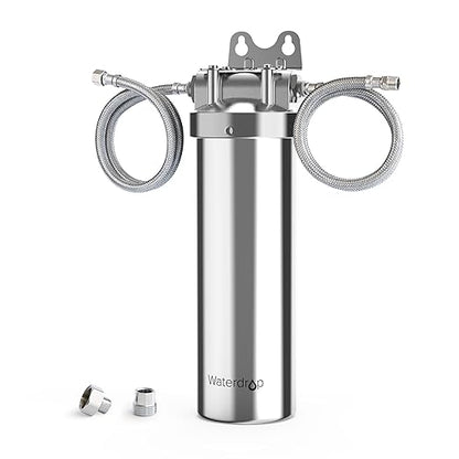 Waterdrop AMS08 Under Sink Water Filter System, 8,000 Gallons, 24-Month Long Life, Reduces Chlorine, Bad Taste & Odor, Stainless Steel Under Sink Water Filtration System