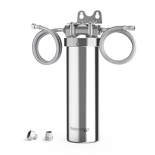 Waterdrop AMS08 Under Sink Water Filter System, 8,000 Gallons, 24-Month Long Life, Reduces Chlorine, Bad Taste & Odor, Stainless Steel Under Sink Water Filtration System