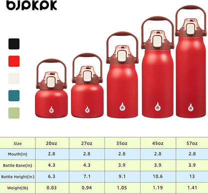 BJPKPK Insulated Water Bottles with Straw, 20 oz Cute Water Bottles with Handle, BPA Free Stainless Steel Metal Jug, Easy Carry Flasks for Men & Women, Red