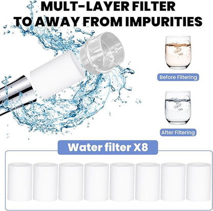 8 Pcs Faucet Filter Purifier Replacement for Bathroom Sink/Kitchen Sink with PP Cotton for Faucet Extender Faucet Water Filter Improve Water Quality Filter Sediment Rust Insect Eggs
