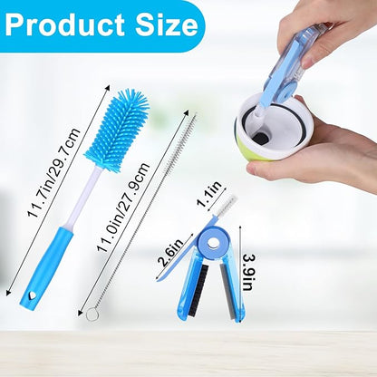 XANGNIER 3 Pack Water Bottle Cleaner Brush Kit-Cleaning Set for Sports Water Bottle, Baby Bottles, Tumbler Cup Bottle Cleaner Brush