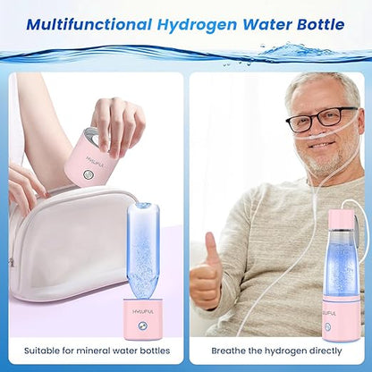 5000PPB Hydrogen Water Bottle, 3 in 1 Hydrogen Water Bottle Generator with SPE/PEM Electrolysis Technology Hydrogen Water Ionizer Machine for Home, Office/Pink