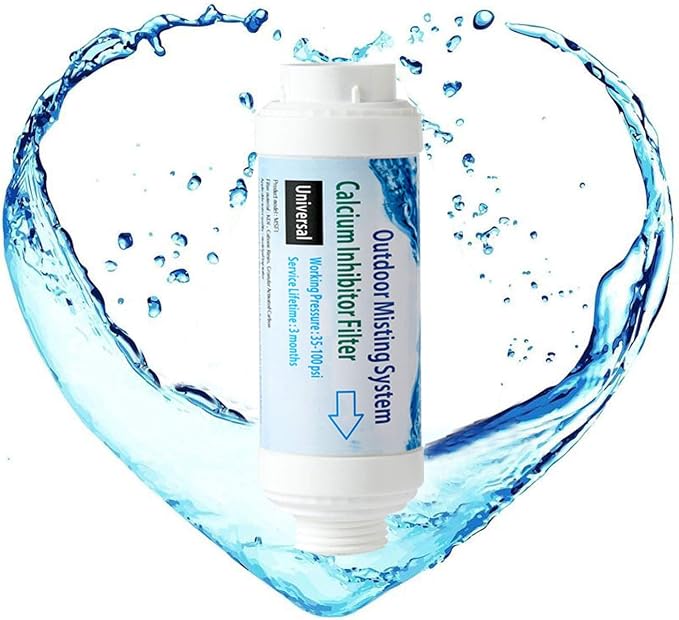 H&G lifestyles Misting System Calcium Inhibitor Filter for Patio Misters | Inline Water Filter Effectively Reduce Hard Water Spots, Soften Water, Upgraded Formula