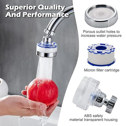 8 Pcs Sink Water Filter Faucet Set, 360 ° Rotating Bathroom Sink Filter, Kitchen Sink Faucet Water Filter Removes Chlorine Fluoride Hard Water Faucet Extender for Home Kitchen & Bathroom