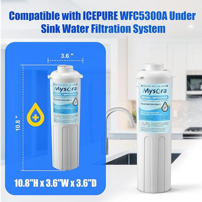 Under Sink Water Filter Replacement Compatible with PUREPLUS WFC5300A, 3 Years or 22000 Gallons Ultra Long Life, Under Sink Water Filtration for Kitchen & RV, Reduces Lead, Chlorine, Bad Taste
