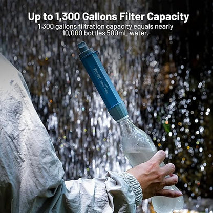 Yuclet Squeeze Water Filtration System with Four 20-Oz Squeeze Pouches and 0.1 Micron Filter Straw, Portable Water Purifier Survival for Camping, Hiking, Backpacking and Emergency Preparedness