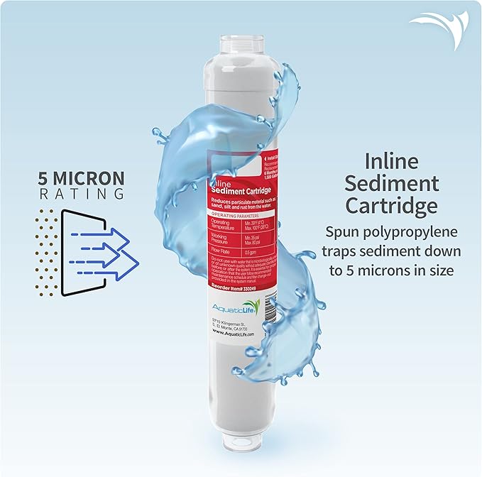 Aquatic Life RO Buddie Reverse Osmosis Replacement Filter Set - Inline Carbon Block Filter, Sediment Cartridge and 100 GPD Membrane for RO/RODI Water Filter System Units