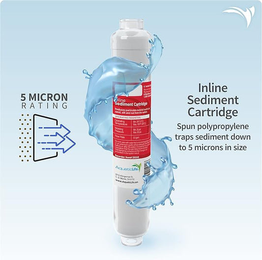 Aquatic Life RO Buddie Reverse Osmosis Replacement Filter Set - Inline Carbon Block Filter, Sediment Cartridge and 100 GPD Membrane for RO/RODI Water Filter System Units