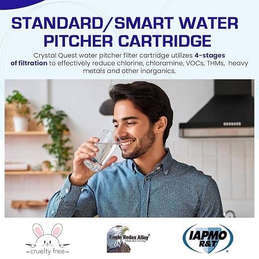 Crystal Quest Standard/SMART Water Filter Pitcher Cartridge – Advanced Filtration for Clean, Healthy Water, Removes Contaminants, Long-Lasting, Easy Installation, 2,000 Gallons [Pack of 2]