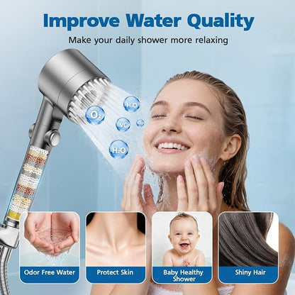 Shower Filter Compatible with PWERAN Handheld Shower Head, 9 Stage Replacement Filters for Hard Water, High Efficiency Filtrat-ion for Chlorine and Harmful Substances, 6 Pack